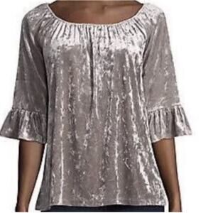 Beach Lunch Lounge Velour Velvet Ruffle Bell Sleeve Top Women’s Sz S‎ whimsigoth